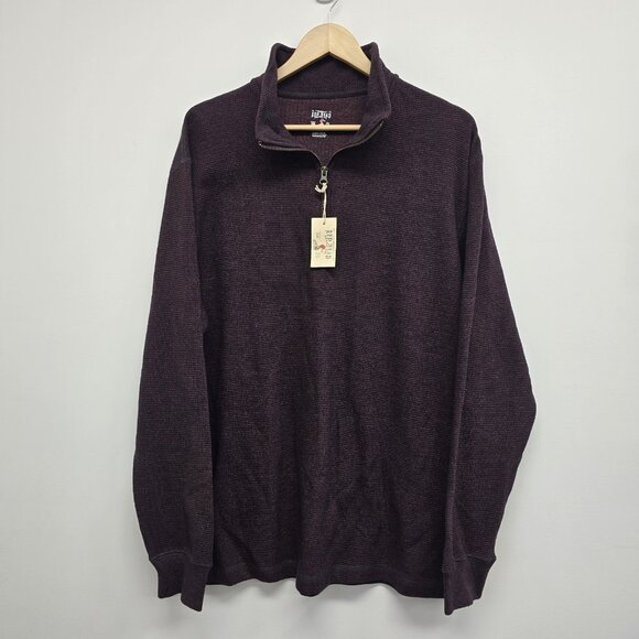 NWT Red Head 1/4 Zip Pullover Shirt Top Mens Size Large Marled Waffle Burgundy - Picture 1 of 7